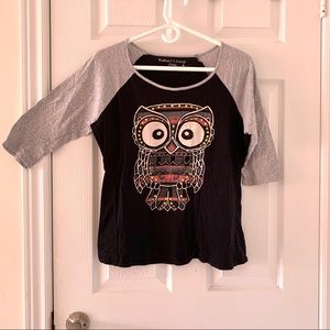 👚4/$20👚3/4 sleeve shirt with owl print